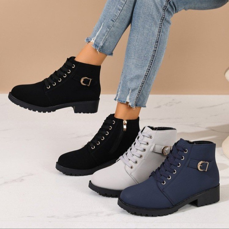 Vintage Zipper - Sepatu Bot Tempur Wanita Model Round