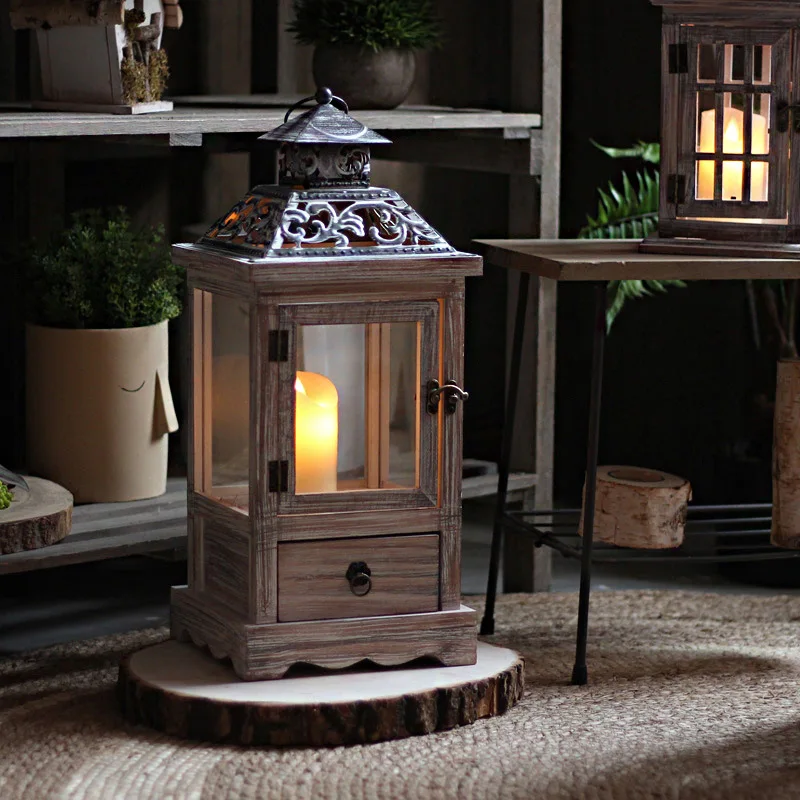 Lampu Angin Kaca Kayu Antik, T - Collectible Vintage Lamps ulasan dan harga