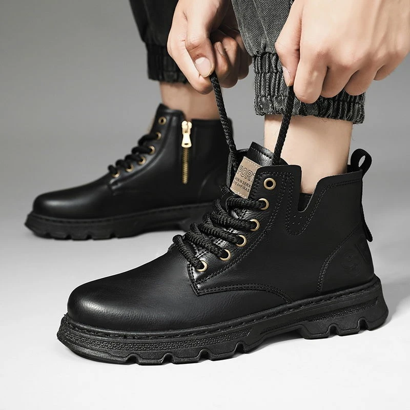 ​ Sepatu Boots Kulit Pria Mode - Vintage Zipper ulasan dan harga