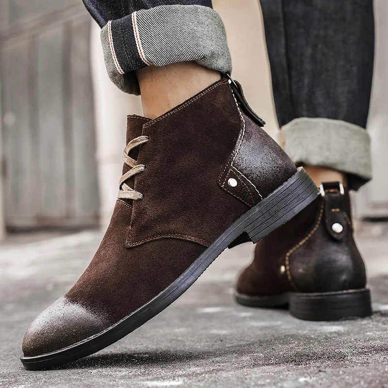 Sepatu Boots Kulit Suede Sapi  - Vintage Zipper ulasan dan harga