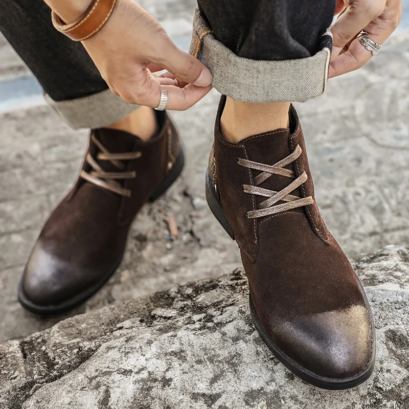 Sepatu Boots Kulit Suede Sapi  - Vintage Zipper ulasan dan harga