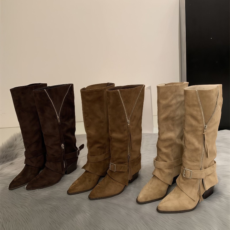 Sepatu Bot Wanita Kulit Suede  - Vintage Zipper ulasan dan harga