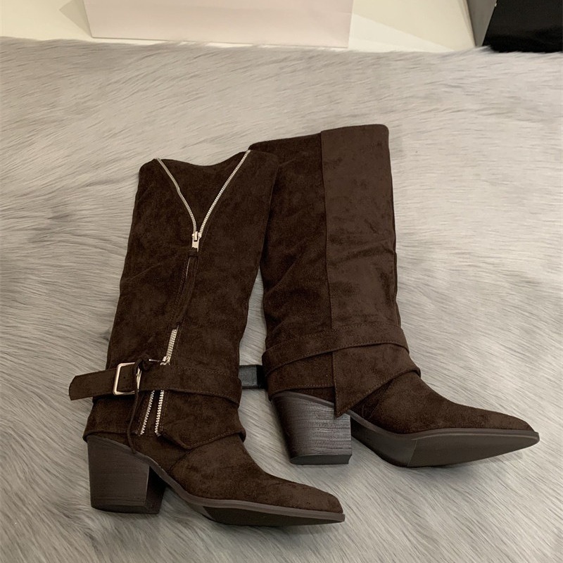 Sepatu Bot Wanita Kulit Suede  - Vintage Zipper ulasan dan harga